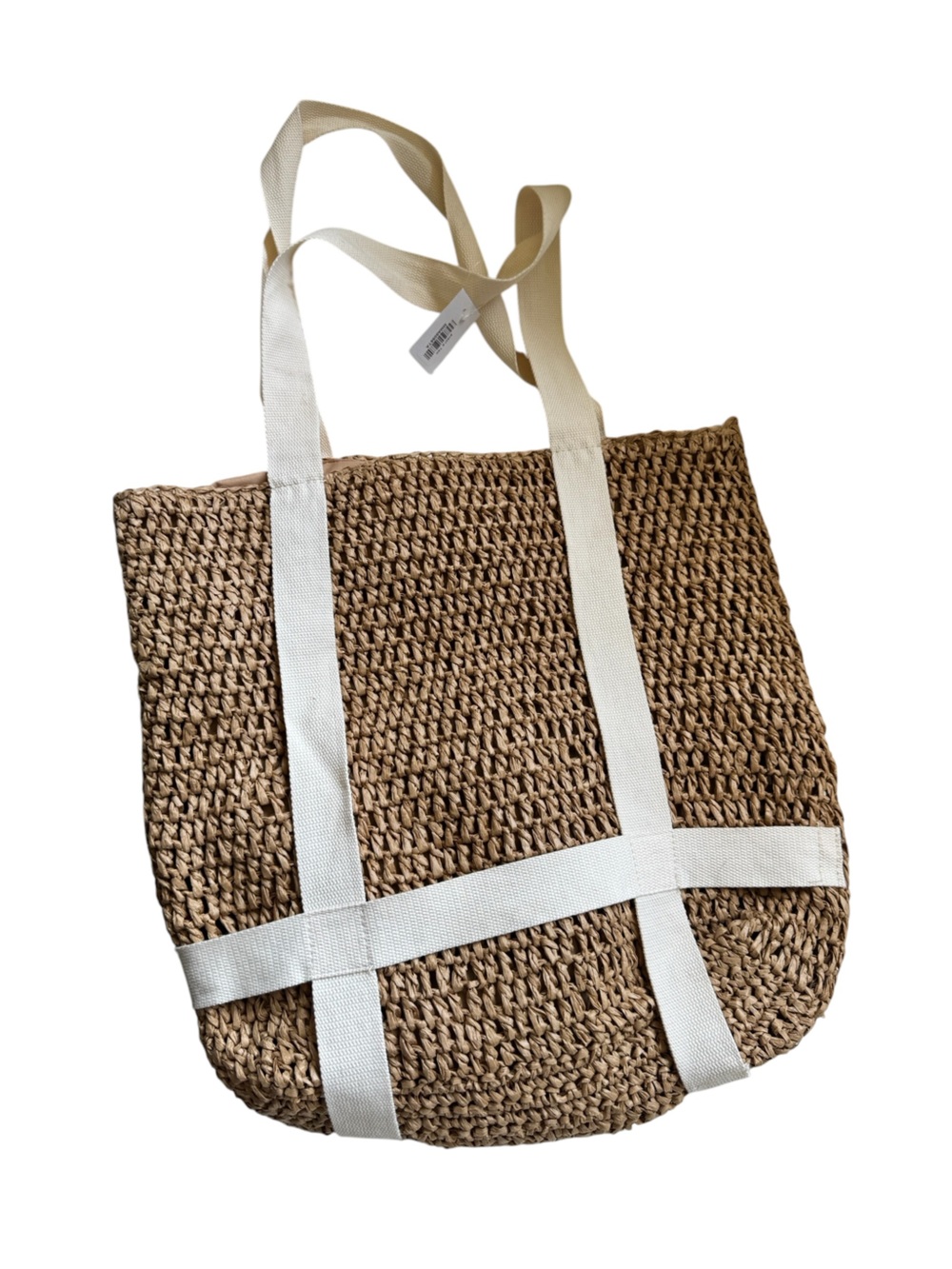 Woven Straw Tote Bag with hat holder (hat not included)